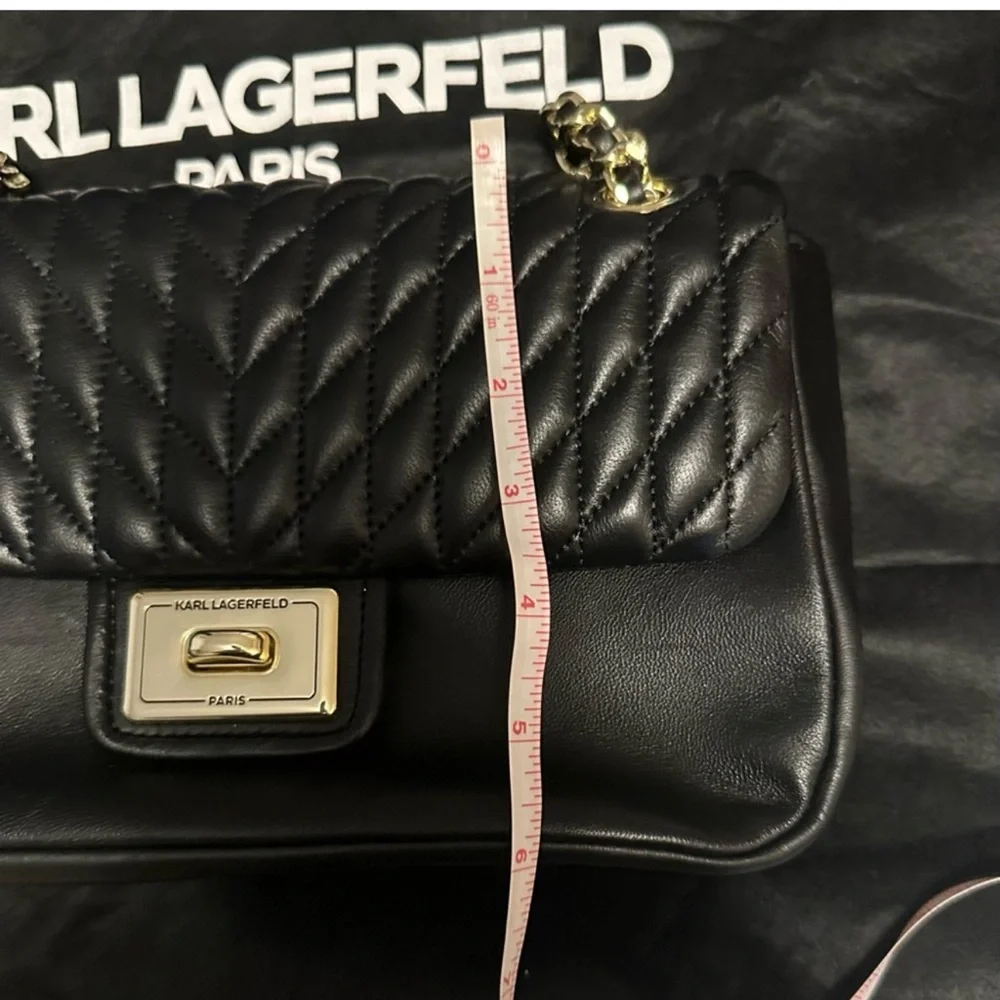 Karl Lagerfeld Black Quilted Chain Shoulder Bag - Picture 9 of 10